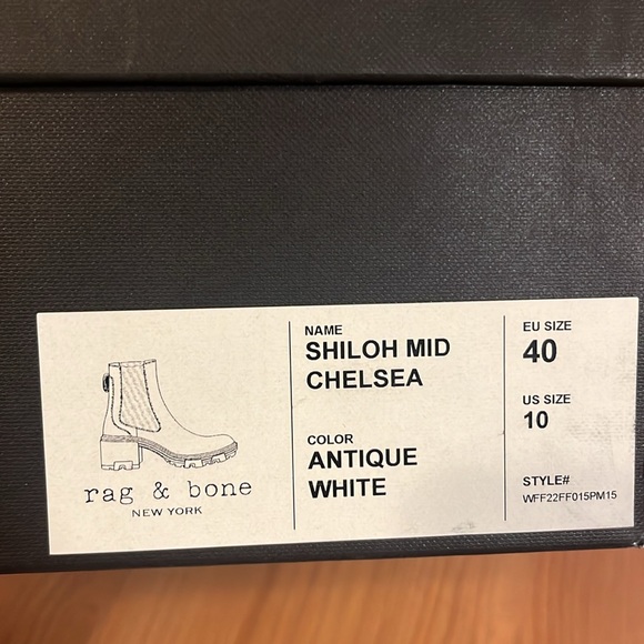 New rag & bone shiloh mid chelsea antique white. Size 10. Comes with box. - Picture 11 of 13